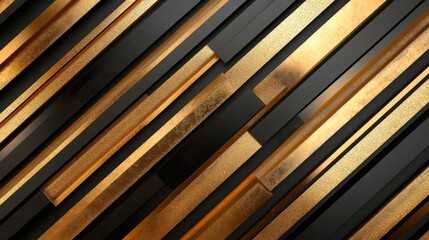 Obraz premium This image showcases an intricate arrangement of black and gold geometric shapes, creating a modern and luxurious abstract design that's perfect for artistic projects.