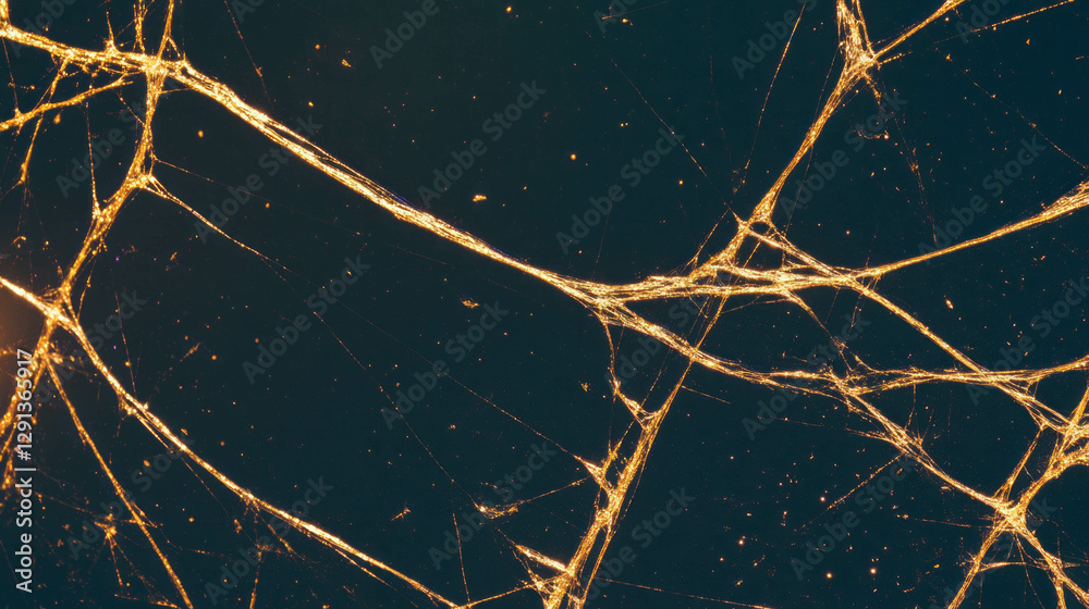 Poster abstract golden spiderweb pattern on dark background with metallic accents