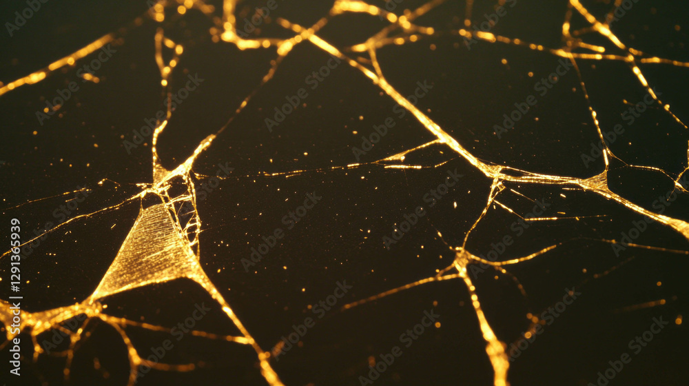 Aufkleber Elegant abstract golden spiderweb with fragmented patterns for decorative design