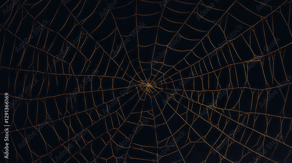 Aufkleber Intricate golden spiderweb with geometric patterns for elegant background design