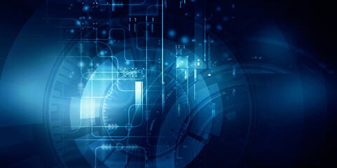 2d illustration Abstract futuristic electronic circuit technology background
