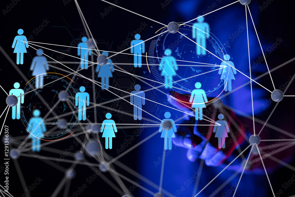 Poster abstract technology group and data 3d