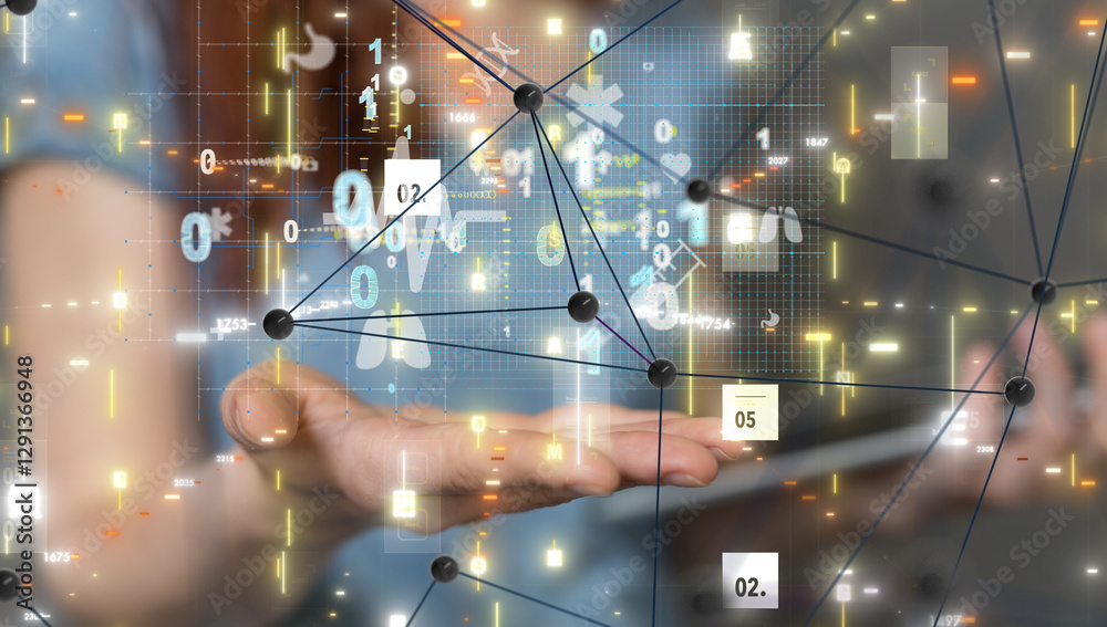 Poster digital medical futuristic interface 3d rendering