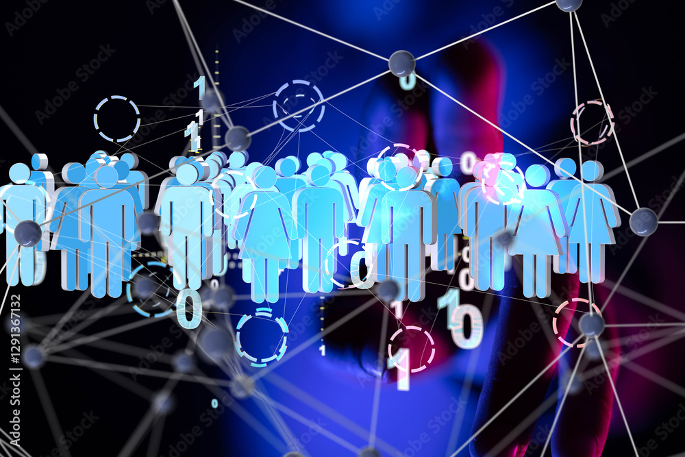 Aufkleber Neural network concept. Connected cells with links.