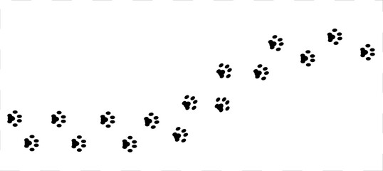 Paw print foot trail. Dog, cat paw print.