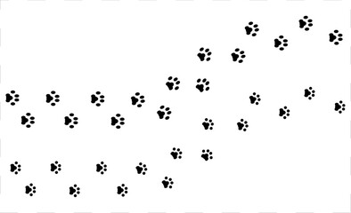 Paw print foot trail. Dog, cat paw print.