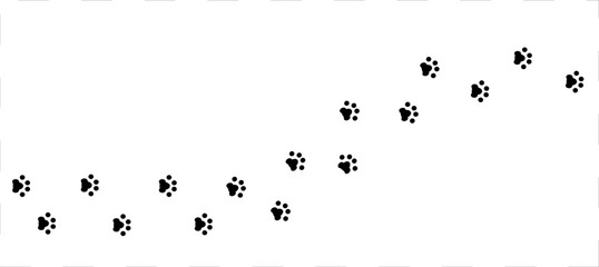 Paw print foot trail. Dog, cat paw print.