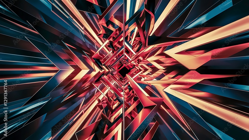Poster geometric background adorned with dynamic arrows and sleek lines forming intricate web of movement a