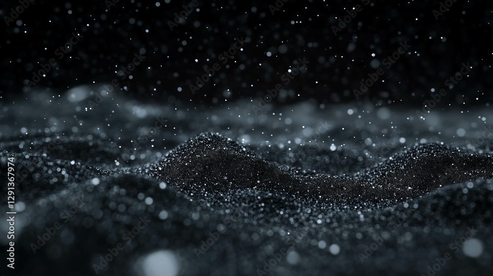 Aufkleber Enchanting grayscale textured scene with abstract snow-like particles for elegant design
