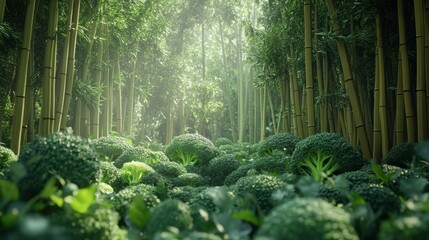 Fototapeta premium Lush Green Forest with Broccoli