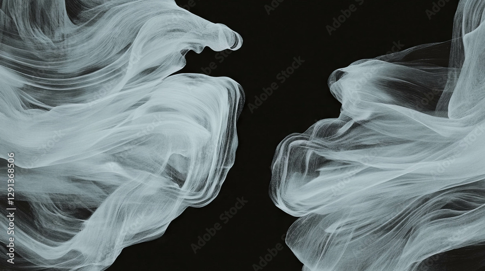 Poster abstract grey ink wash brushstrokes in soft flowing patterns for creative design