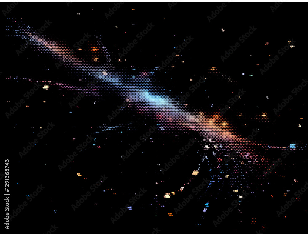 Aufkleber vector illustration of a stunning galaxy with colorful nebulae and stars against a black backdrop. t