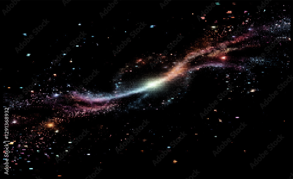 Aufkleber vector illustration of a stunning galaxy with colorful nebulae and stars against a black backdrop. t