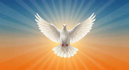 Obraz premium White Dove with Glowing Rays – Symbol of Peace, Hope, and Spirituality