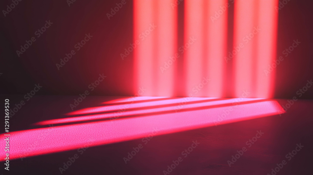 Poster pink neon light rays casting striking patterns in a dark room ambience for creative design