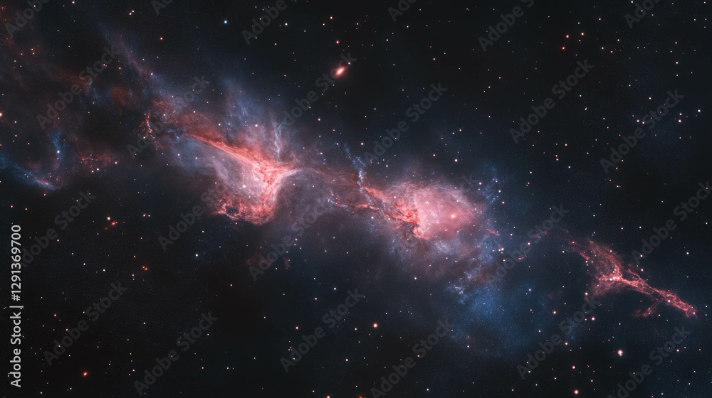 Poster Mysterious cosmic nebula with hidden star source in deep space