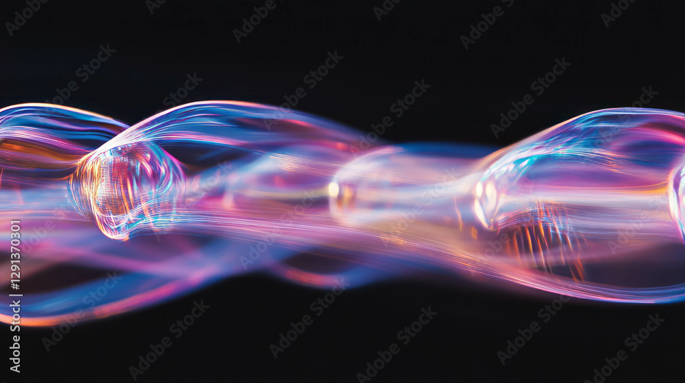 Poster holographic bubbles with abstract reflection for futuristic design and decor