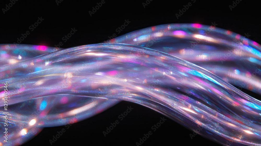 Poster Abstract background of holographic bubbles with swirling patterns for digital design