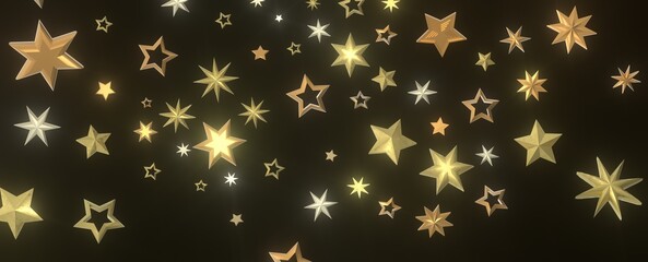 XMAS A gray whirlwind of golden snowflakes and stars. New
