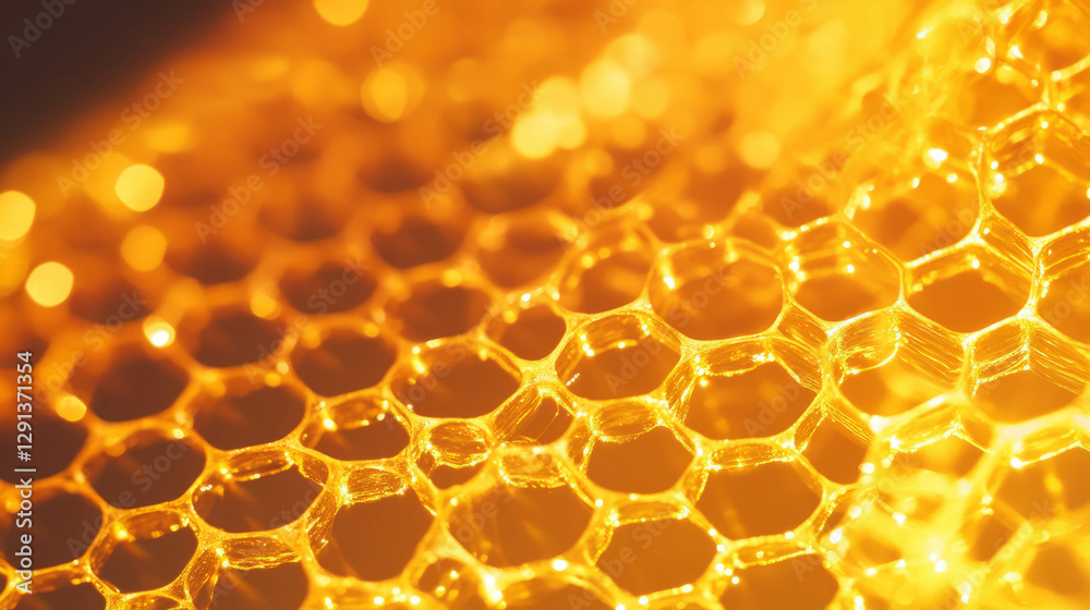 Aufkleber honeycomb structure with golden light and sweet textures for background design
