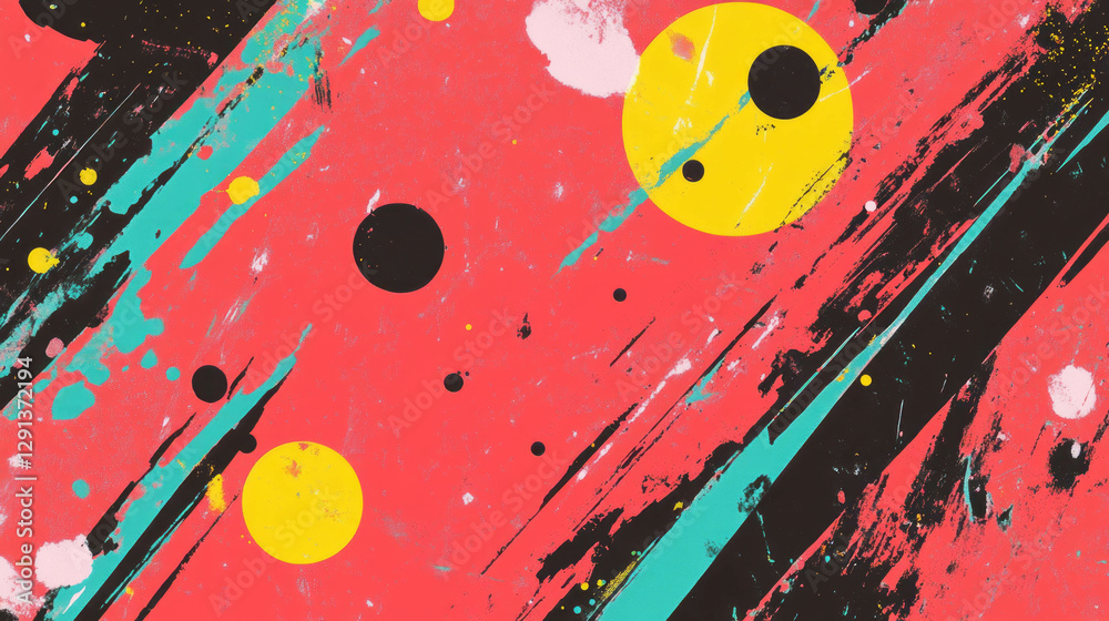 Poster Vibrant ink splatters abstract background with dynamic patterns for artistic design