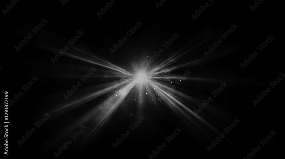 Poster radiant sunburst effect with intense light beams emanating from center on dark background