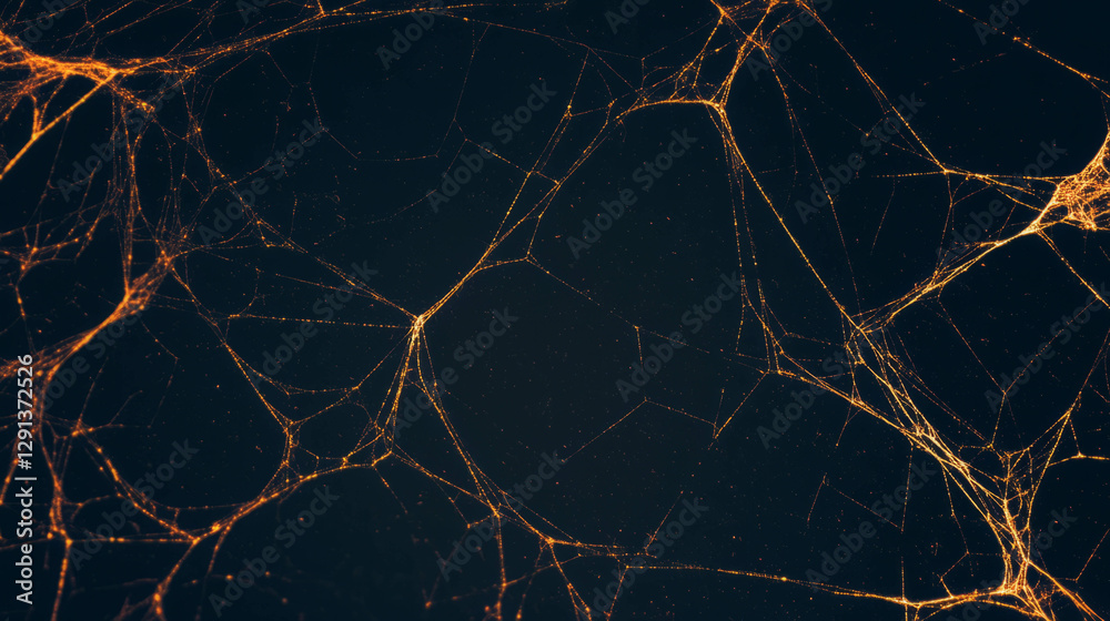 Poster Intricate golden spiderweb patterns on dark background for design and decoration