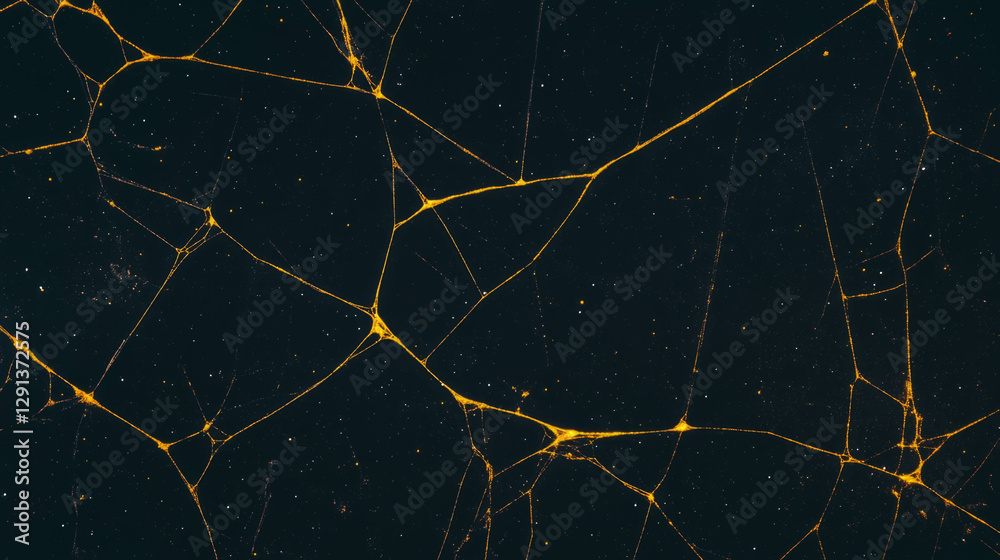 Poster Intricate golden spiderweb pattern on dark background for elegant design