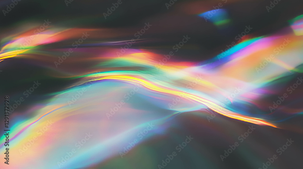 Poster vibrant iridescent bokeh with rainbow effect for creative design