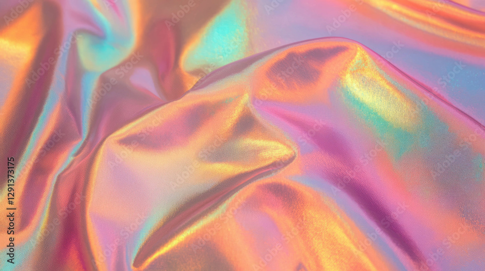 Poster iridescent fabric texture background with vibrant shimmer for design and decoration