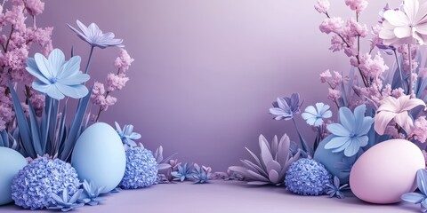 Obraz premium Easter Periwinkle 3d background minimalistic mockup with space for text
