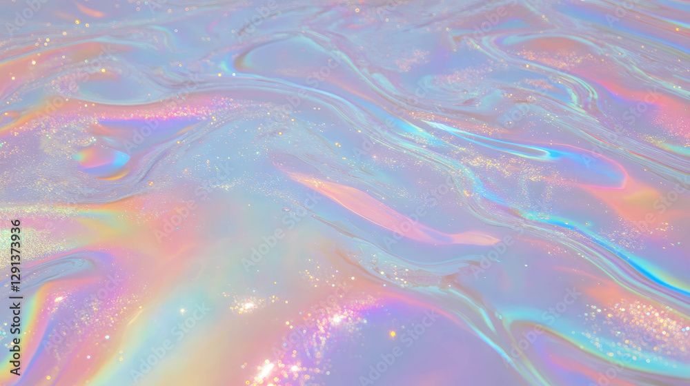 Poster Iridescent resin background with embedded objects for artistic design projects
