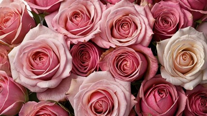 Cluster of Cerise Pink Roses Isolated on White Background with Soft Lighting and Intricate Petal Detail Focused on the Beauty of Rose