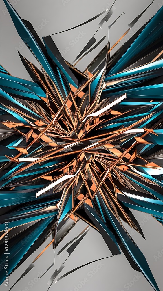 Poster geometric background adorned with dynamic arrows and sleek lines forming intricate web of movement a