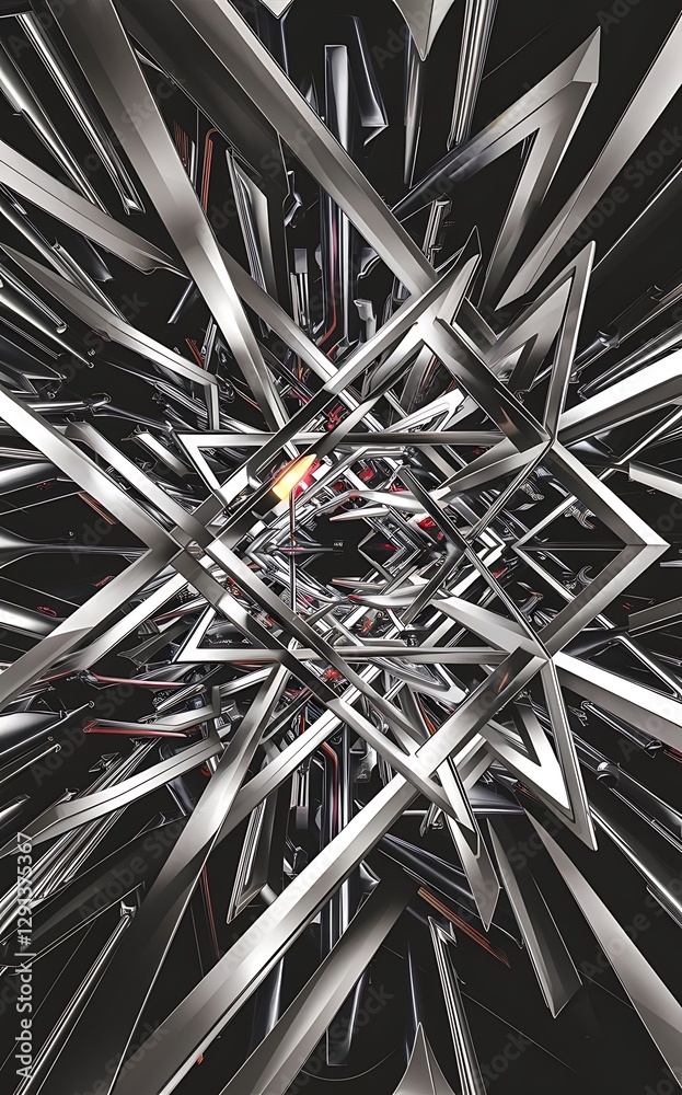 Poster geometric background adorned with dynamic arrows and sleek lines forming intricate web of movement a