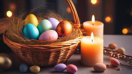 easter eggs in a basket