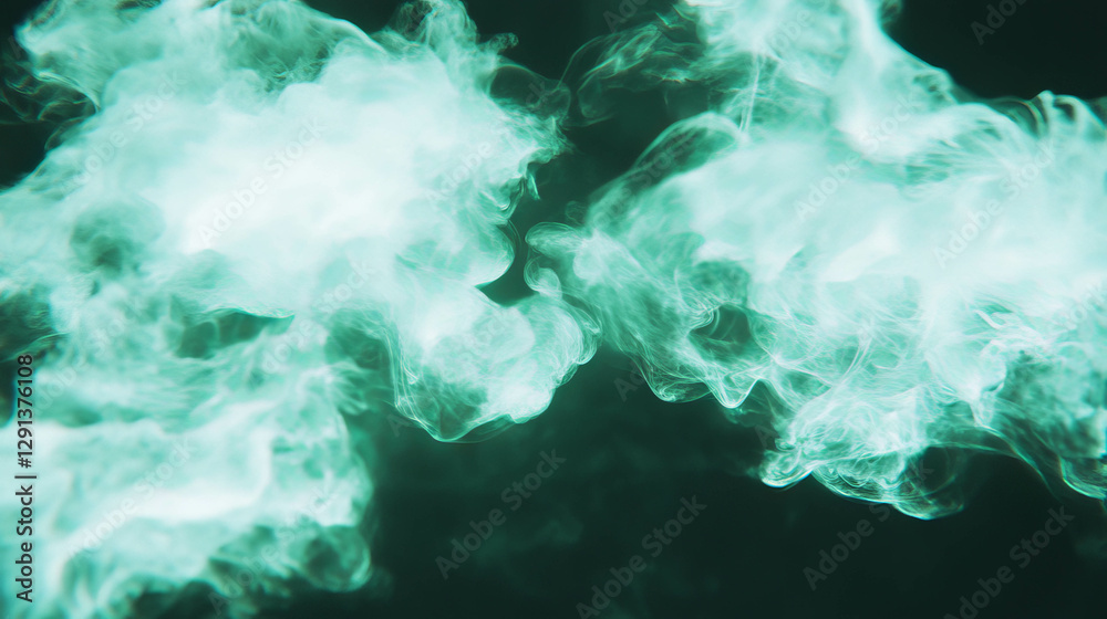 Poster abstract mint green smoke on dark background for modern design projects and creative concepts