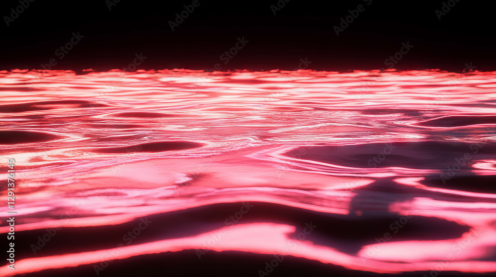 Poster luminous red light reflections on wavy surface for abstract design