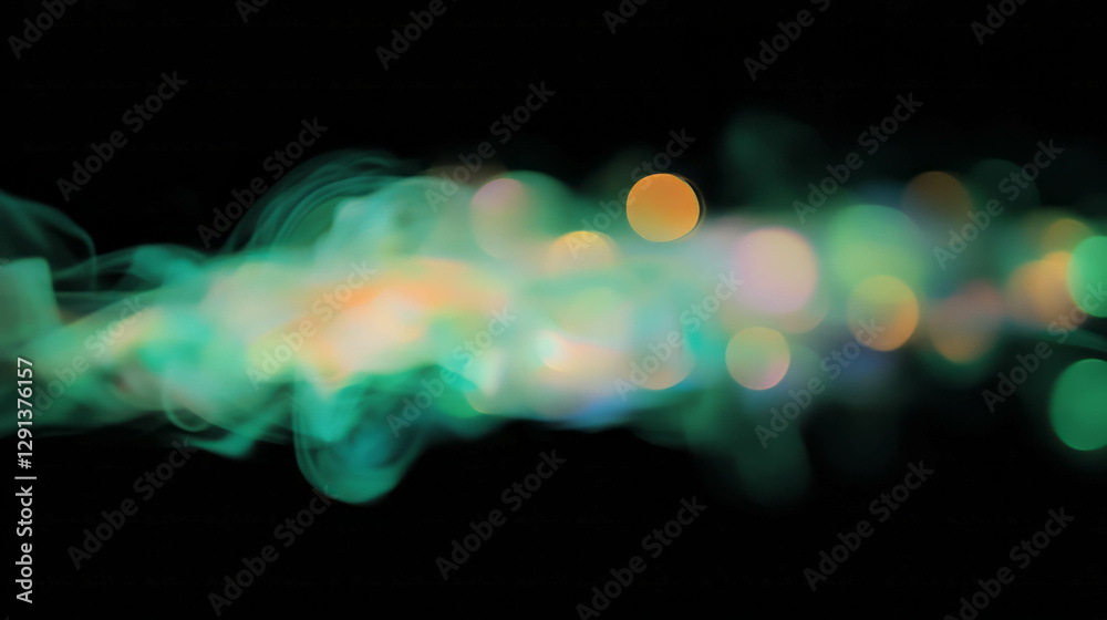 Poster abstract lime green smoke and bokeh light gradient background design