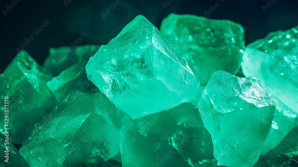 Poster calming mint light background featuring abstract ice cubes for relaxation theme