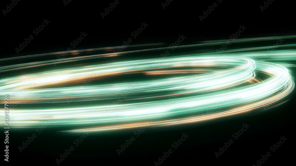 Poster swirling mint light vortex on dark background for futuristic design abstract