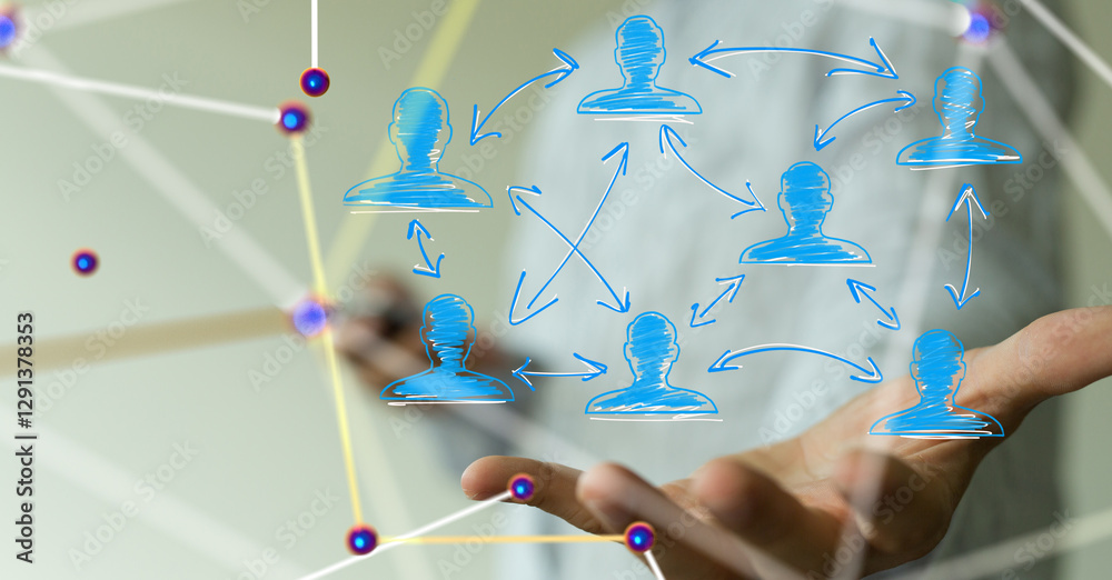 Aufkleber Neural network 3D illustration. Big data and cybersecurity