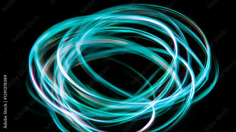 Poster abstract mint light patterns on dark background for modern design projects