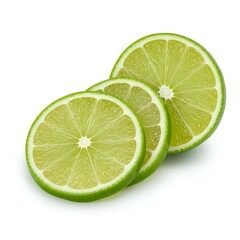 Fresh lime fruit on white background, vibrant green citrus with natural texture, perfect for tropical drinks, organic food branding, and healthy recipes