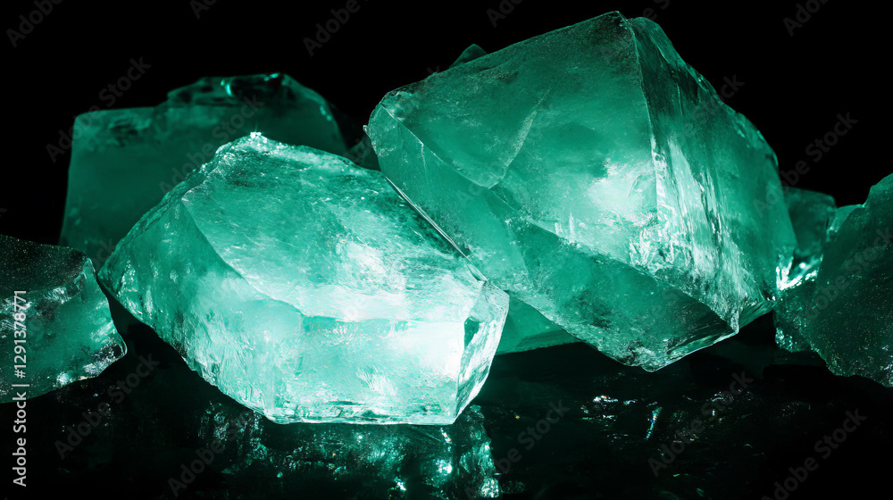 Aufkleber Mint light reflection on ice blocks for cool and refreshing design concepts