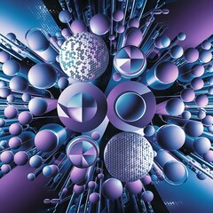 Geometric round shapes and circles abstract background wallpaper for concept of ai technology blockchain communication 5g science business