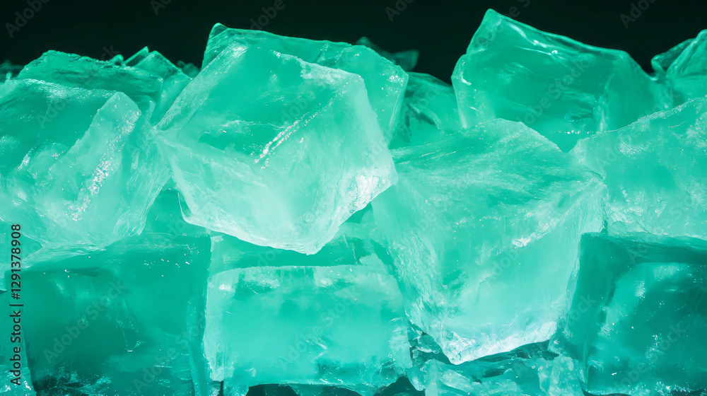 Poster Mint light refracting through ice cubes for refreshing backdrop design