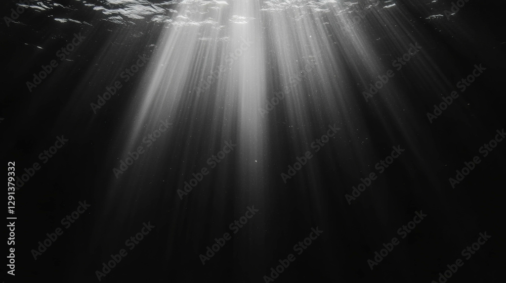 Poster ethereal underwater light rays creating a monochrome atmosphere