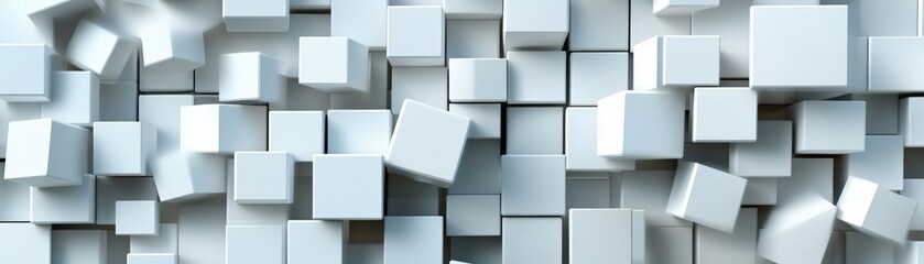 Obraz premium A collection of white cubes arranged in an abstract pattern on a flat surface with photo backdrop