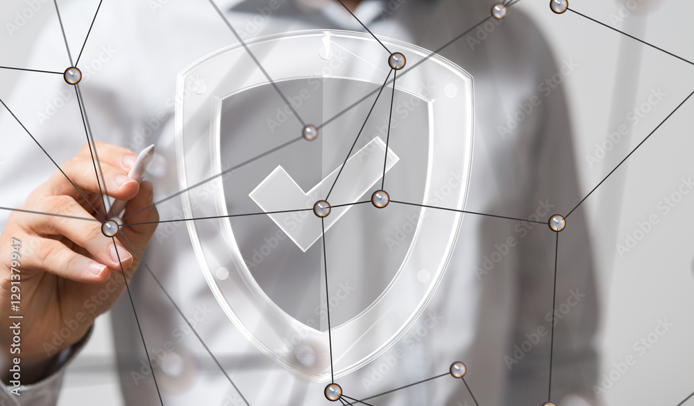 Aufkleber Information technology protected with firewall, secure access and encryption against cyber
